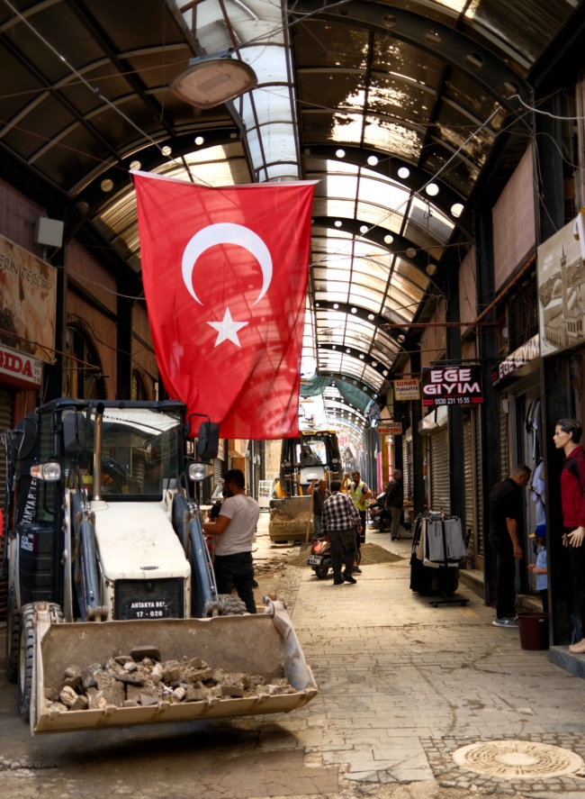 Reconstructie van de overdekte markt van Antakya. 